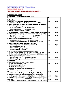 Đề thi học kỳ II - Môn: Sinh học 9