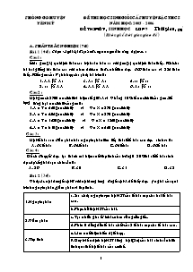 Đề thi học sinh giỏi cấp huyện bậc THCS - Môn: Sinh học khối 9