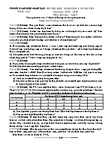 Đề thi học sinh giỏi cấp huyện - Môn thi: Sinh học khối lớp 9