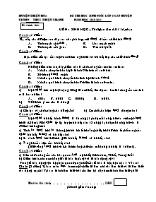 Đề thi học sinh giỏi lớp 8 cấp huyện - Môn: Sinh học - Trường THCS Thiệu thành