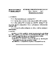 Đề thi học sinh giỏi - Môn: Sinh học - Lớp 9 - Đề 1