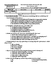 Đề thi học sinh giỏi - Môn Sinh học - Lớp 9 - Đề chính thức