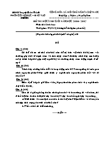 Đề thi học sinh giỏi - Môn thi: Sinh Học 9 - Đề 6