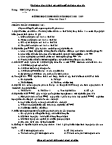 Đề thi học sinh giỏi năm học - Môn thi: Sinh 9