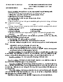 Đề thi học sinh giỏi trương lớp 9 - Môn: Sinh Học