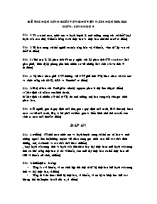 Đề thi học sinh giỏi vòng huyện - Môn: Sinh học 9