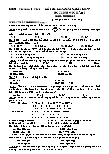 Đề thi khảo sát chất lượng học sinh giỏi lần I - Môn: Sinh Học