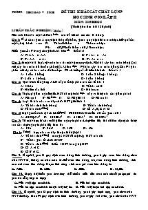 Đề thi khảo sát chất lượng học sinh giỏi lần II - Môn: Sinh Học