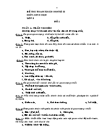 Đề thi tham khảo học kì II - Môn: Sinh học lớp 8