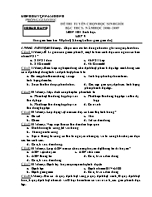 Đề thi tuyển chọn học sinh giỏi - Môn thi: Sinh vật 9