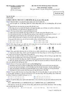 Đề thi tuyển sinh Đại học - Môn Sinh khối B - Mã đề thi 248