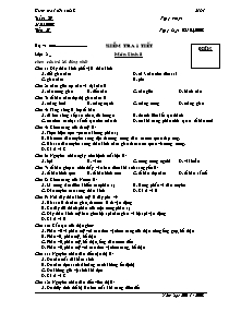 Kiểm tra 1 tiết - Môn Sinh 8 - Đề 1