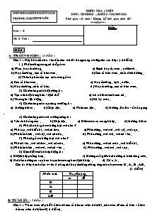 Kiểm tra 1 tiết - Môn: Sinh 8 - Trường THCS Song Lộc