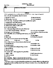 Kiểm tra 1 tiết - Môn: Sinh học 9 - Đề 1