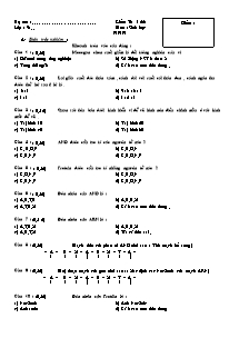 Kiểm tra 1 tiết - Môn: Sinh Học khối 9