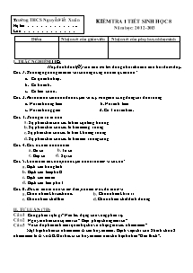 Kiểm tra 1 tiết Sinh học 8 - Trường THCS Nguyễn Viết Xuân