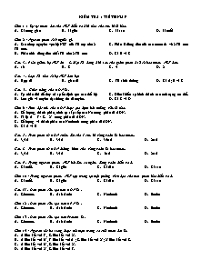 Kiểm tra 1 tiết Sinh vật 9