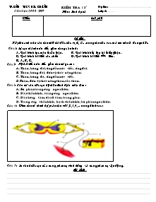 Kiểm tra 15 - Môn: Sinh học 8 - Trường THCS Gia Khánh