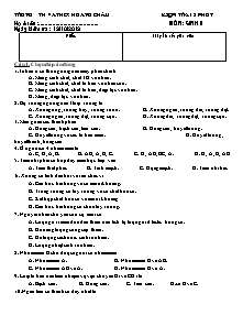 Kiểm tra 15 phút - Môn: Sinh 8 - Trường TH và THCS Hoàng Châu