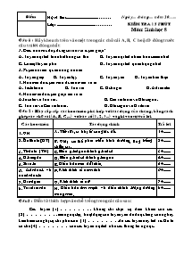 Kiểm tra 15 phút - Môn: Sinh học 8 - Đề 04