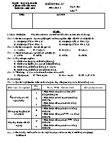 Kiểm tra 45' - Môn: Sinh 8 - Trường THCS Gia Khánh