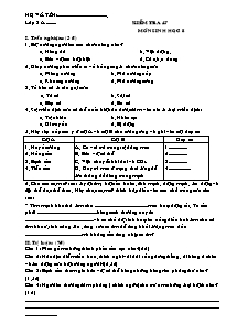 Kiểm tra 45' - Môn Sinh học 8 - Đề 1