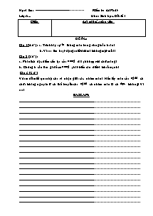 Kiểm tra 45 Phút - Môn: Sinh học - Đề số 1