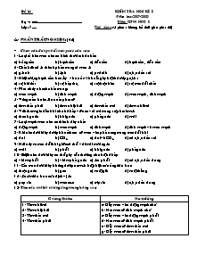 Kiểm tra học kì I - Môn: Sinh học 8 - Đề 17