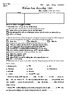 Kiểm tra học kỳ I - Môn Sinh 8 - Đề I