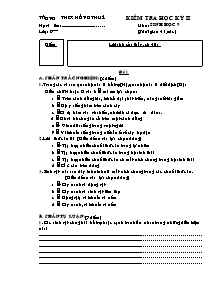 Kiểm tra học kỳ II - Môn: Sinh học 9 - Đề 1