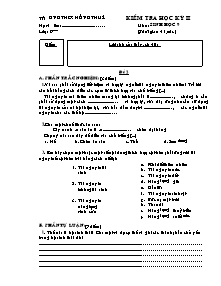 Kiểm tra học kỳ II - Môn: Sinh học 9 - Đề 2