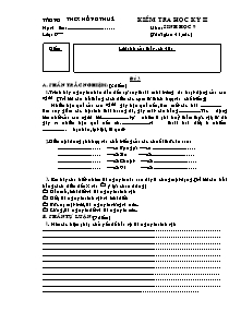 Kiểm tra học kỳ II - Môn: Sinh học 9 - Đề 3