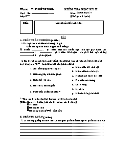 Kiểm tra học kỳ II - Môn: Sinh học 9 - Đề 4