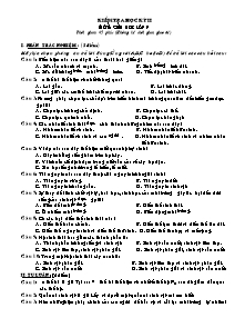 Kiểm tra học kỳ II - Môn: Sinh học lớp 9 - Đề 2