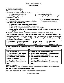 Kiểm tra học kỳ II - Môn: Sinh vật lớp 8