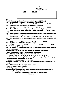 Kiểm tra môn: Sinh khối 9