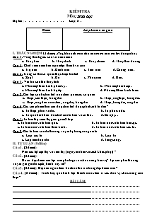 Kiểm tra môn: Sinh vật lớp: 8