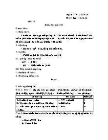 Sinh học 8 - Tiết 19: Kiểm tra một tiết