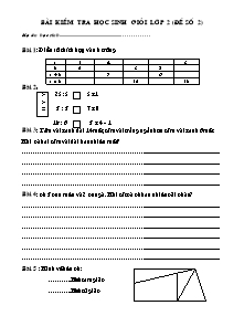 12 Đề kiểm tra học sinh giỏi Toán Lớp 2