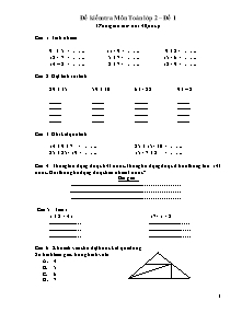 3 Đề kiểm tra học kì I môn Toán Lớp 2