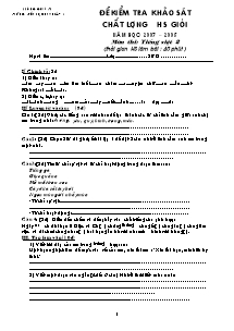 31 Đề kiểm tra khảo sát chất lượng học sinh giỏi Tiếng việt Lớp 2 - Năm học 2007-2008 - Trường Tiểu học Duy Nhất 2