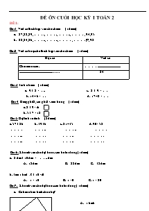 35 Đề ôn luyện kiểm tra cuối học kì I Toán Lớp 2