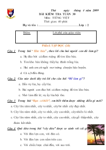 Bài kiểm tra tuần 30 Tiếng việt Lớp 2 - Năm học 2008-2009