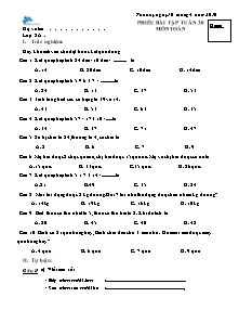 Bài tập ôn tập tuần 30 Toán Lớp 2 - Năm học 2009-2010