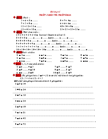 Bài tập ôn tập về Phép nhân và phép chia Toán Lớp 2