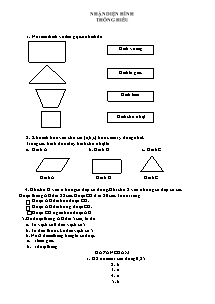 Bài tập về Nhận diện hình học (Phần nhận biết)
