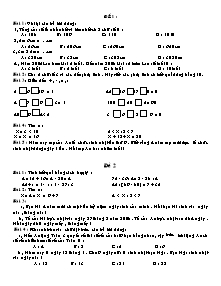 Bộ đề kiểm tra chất lượng học sinh giỏi Toán Lớp 2