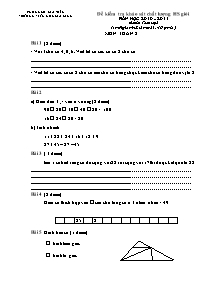 Bộ đề kiểm tra khảo sát chất lượng học sinh giỏi Toán Lớp 2 - Năm học 2010-2011 - Trường Tiểu học Gia Sinh