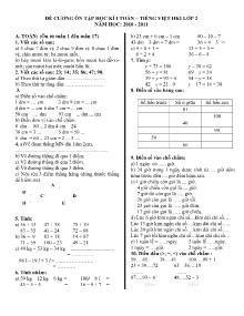 Đề cương ôn tập học kì I Toán, Tiếng việt Lớp 2 - Năm học 2010-2011