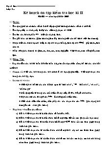 Đề cương Tổng hợp kiểm tra học kì II Lớp 2 - Năm học 2008-2009